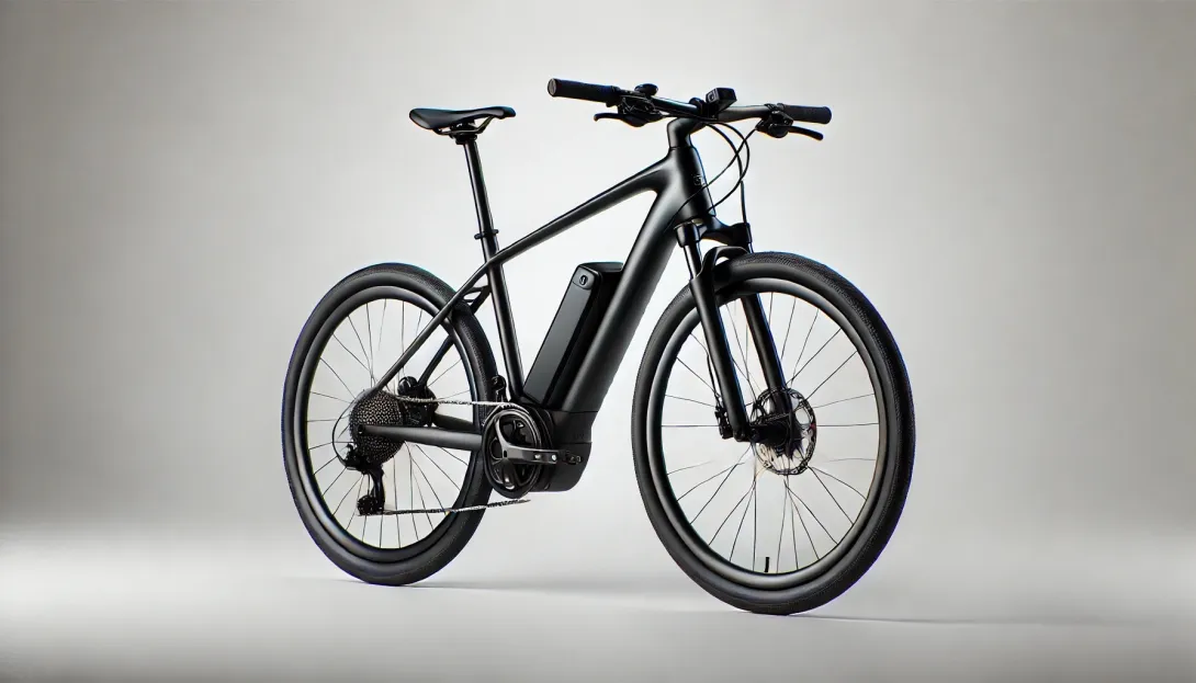 Sleek black electric bicycle on a white background.